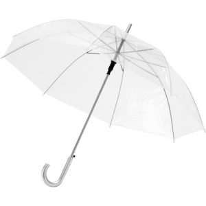 23” Kate-sateenvarjo puukahvalla, läpinäkyvä, automaattisesti avautuva